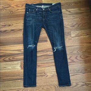 rag & bone Skinny Jeans with Distressed Details and Fading